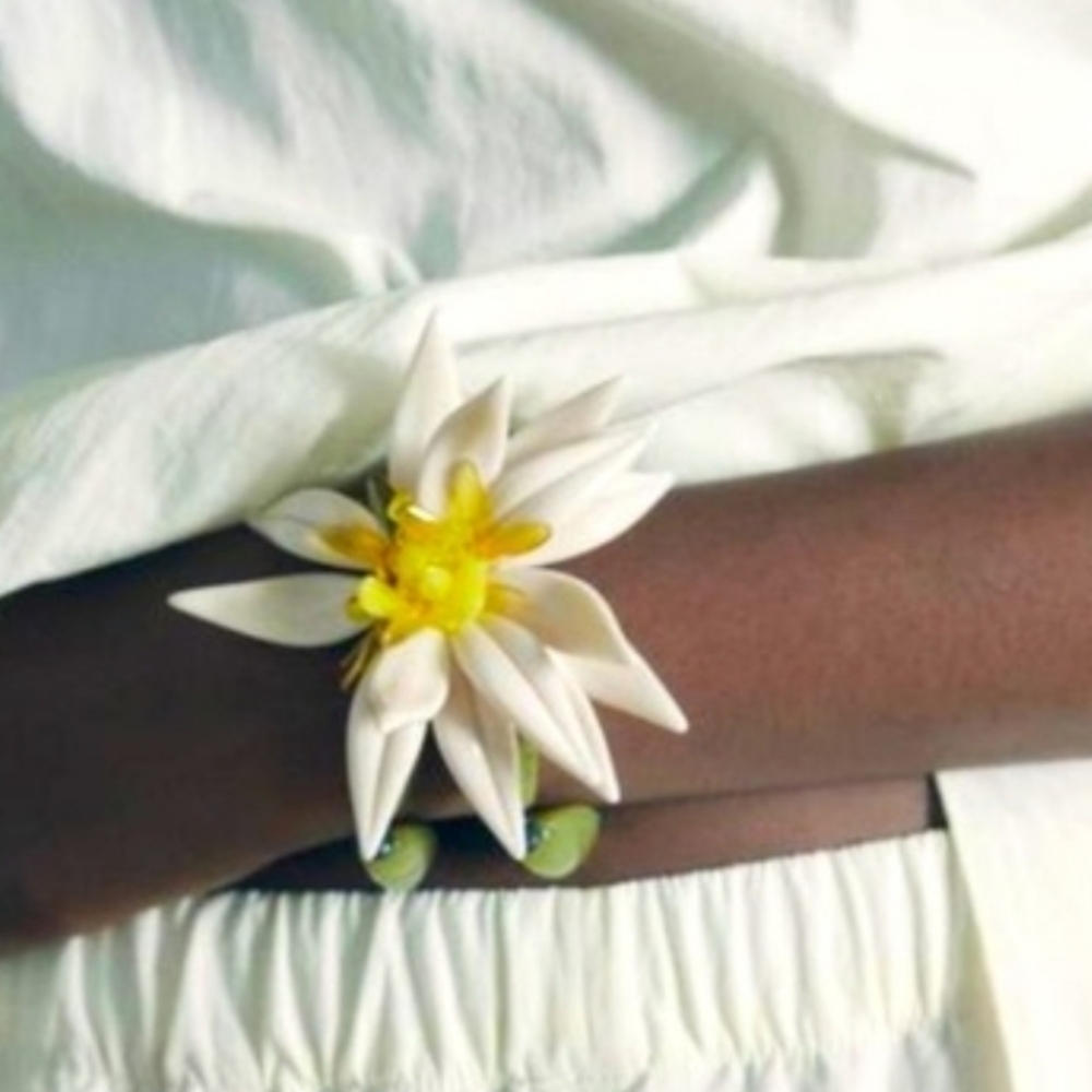 New! ZARA Tropical Flower bead bracelet • NWOT